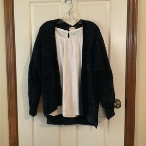 Blue chenille cardigan